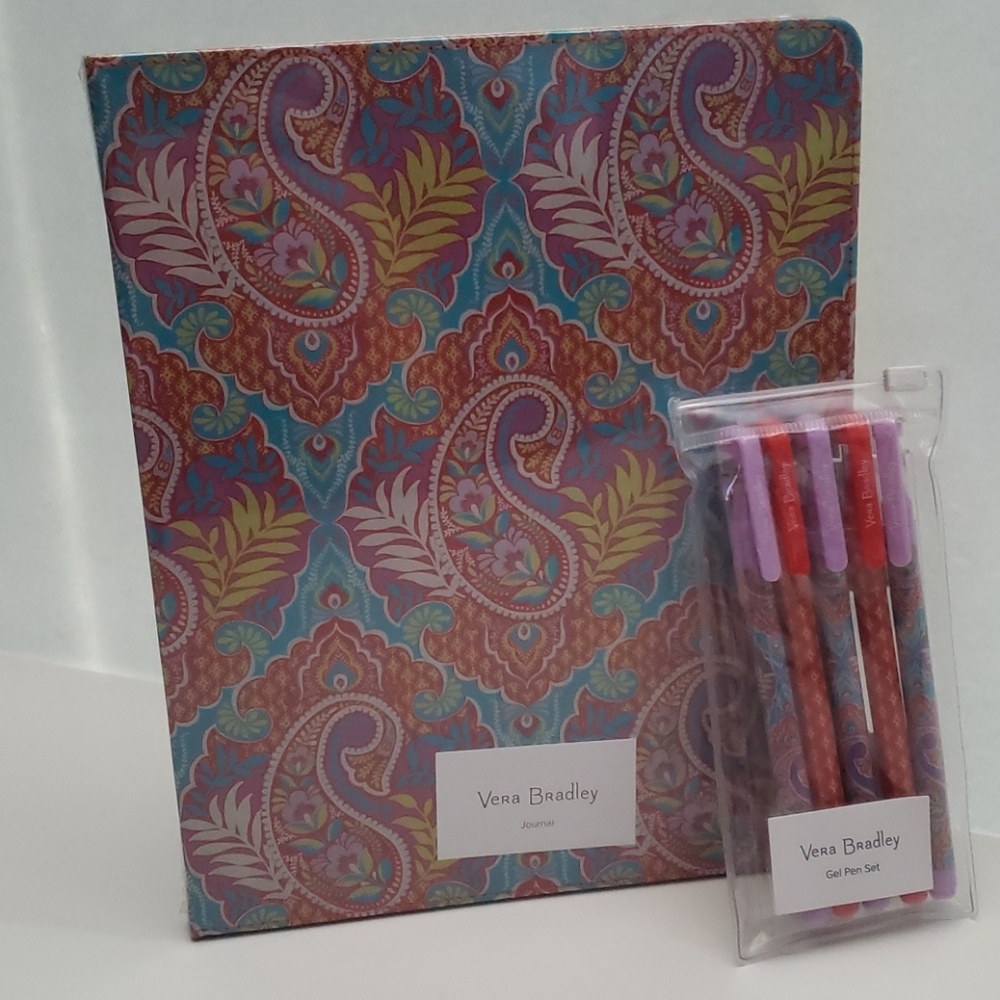 Vera Bradley Journal & Set of 5 Gel Pens Paisley in Paradise